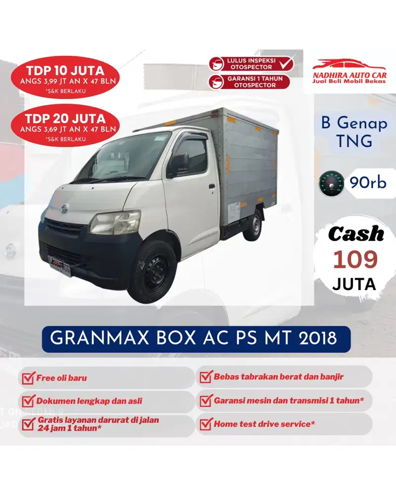 Angsuran 3 Jutaan Granmax Box Ac Ps MT 2018