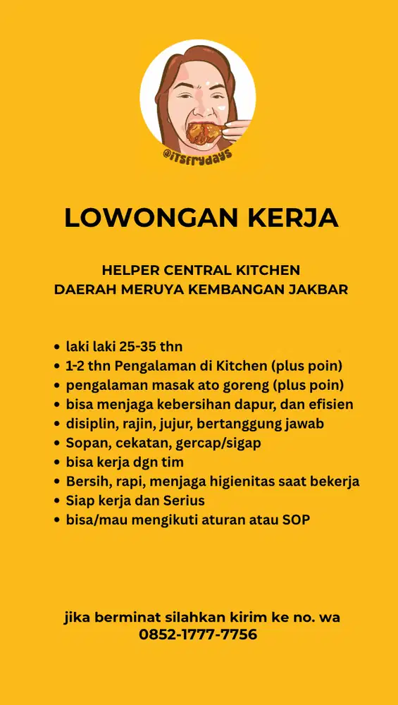 LOWONGAN HELPER CENTRAL KITCHEN