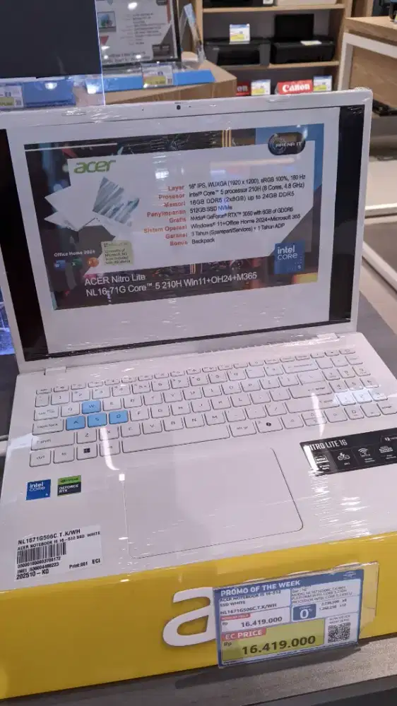 ACER NOTEBOOK 16-512 SSD WHITE