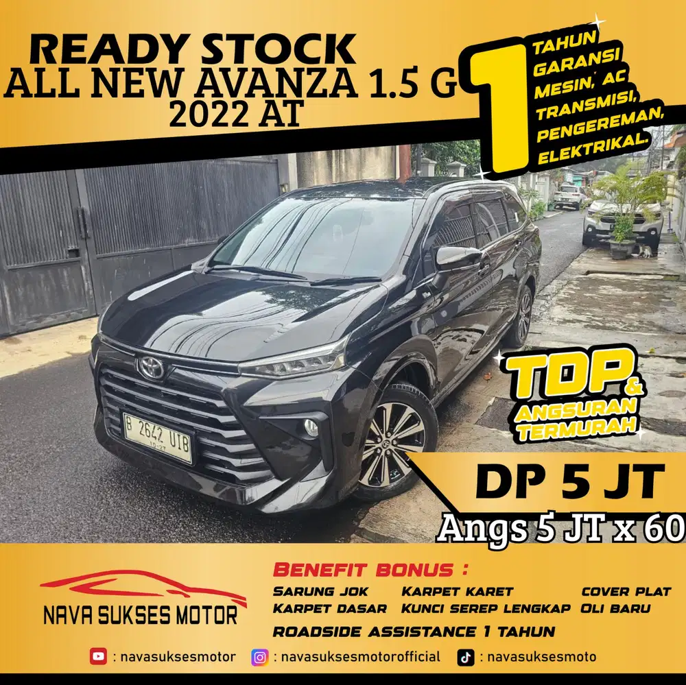 TDP 5Jt Angs Termurah All New Avanza G 2022 Matic Hitam Low Km LikeNew