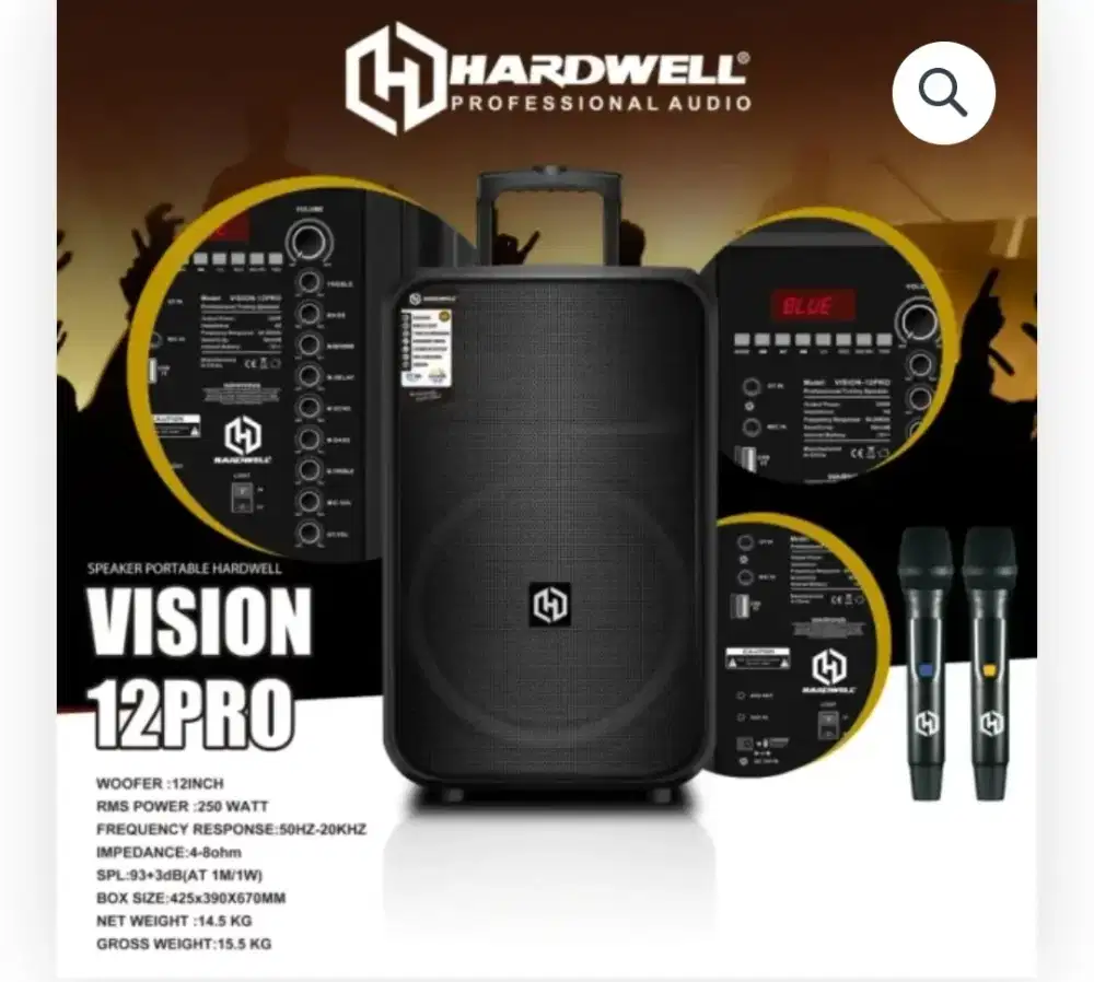 Speaker portable hardwell vision 15 pro 15 inch original garansi resmi