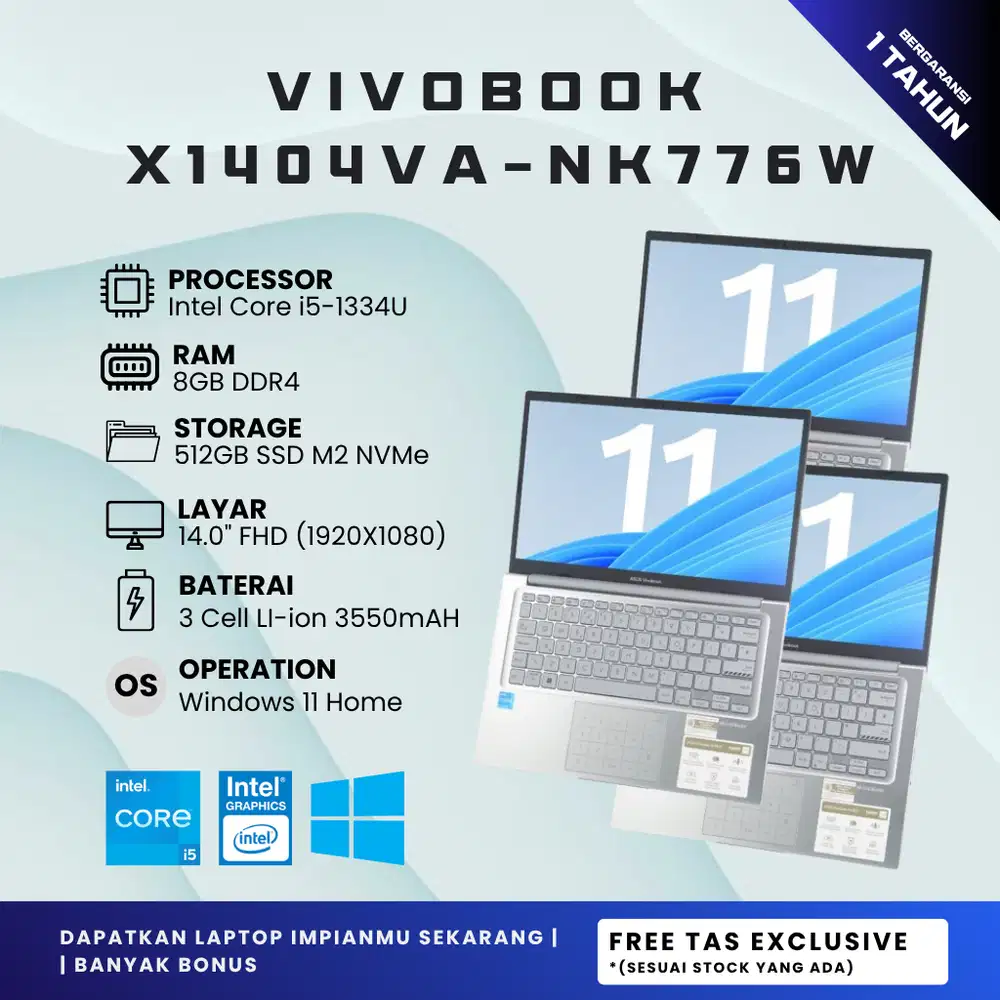 VivoBook X1404VA-NK776W Intel Core i5-1334U RAM 8GB SSD 512GB