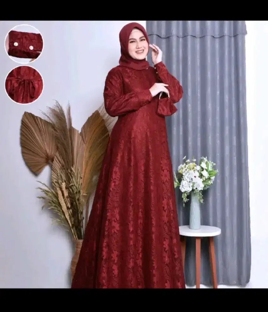 Gamis Brukat Safana Maroon