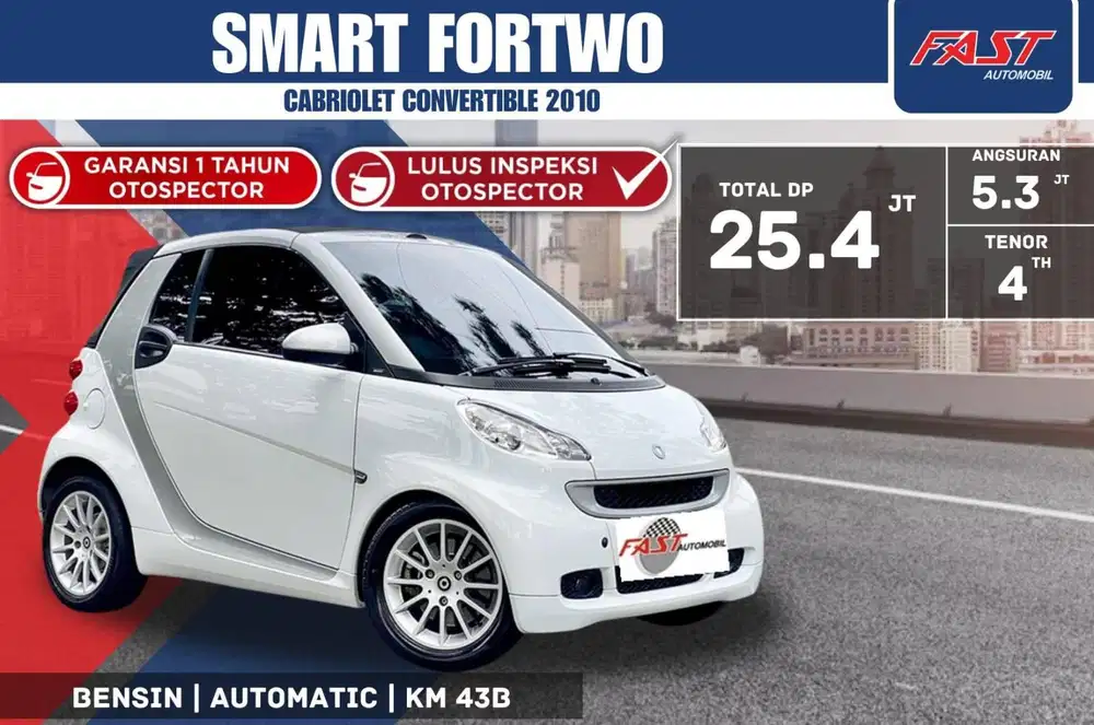 SMART FORTWO 2010 CABRIOLET CONVERTIBLE LOW KM.43RB & PAJAK PANJANG