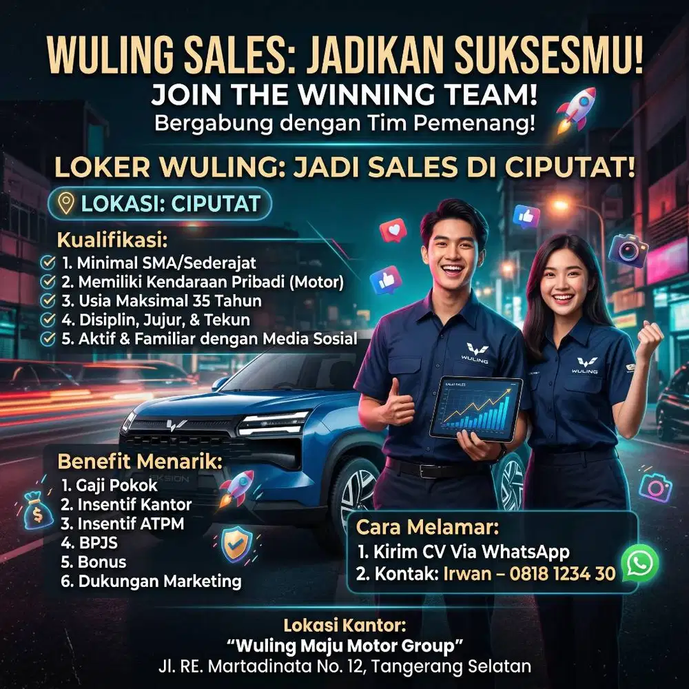 Lowongan Sales Mobil Wuling
