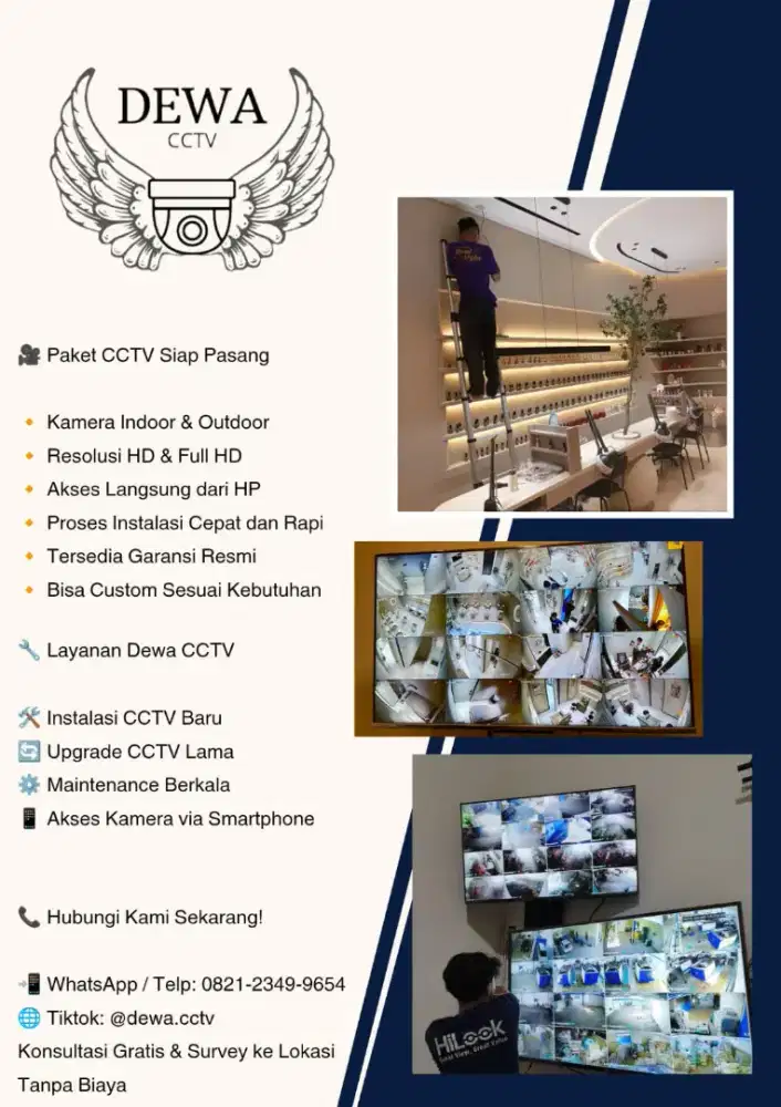 Paket Cctv dewa sudah free pemasangan, bergaransi resmi dan 100% ori