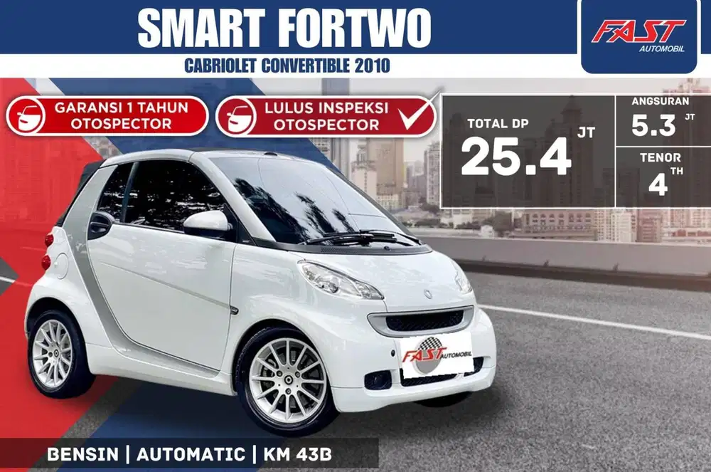 SMART FORTWO 2010 CABRIOLET CONVERTIBLE LOW KM.43RB & PAJAK PANJANG