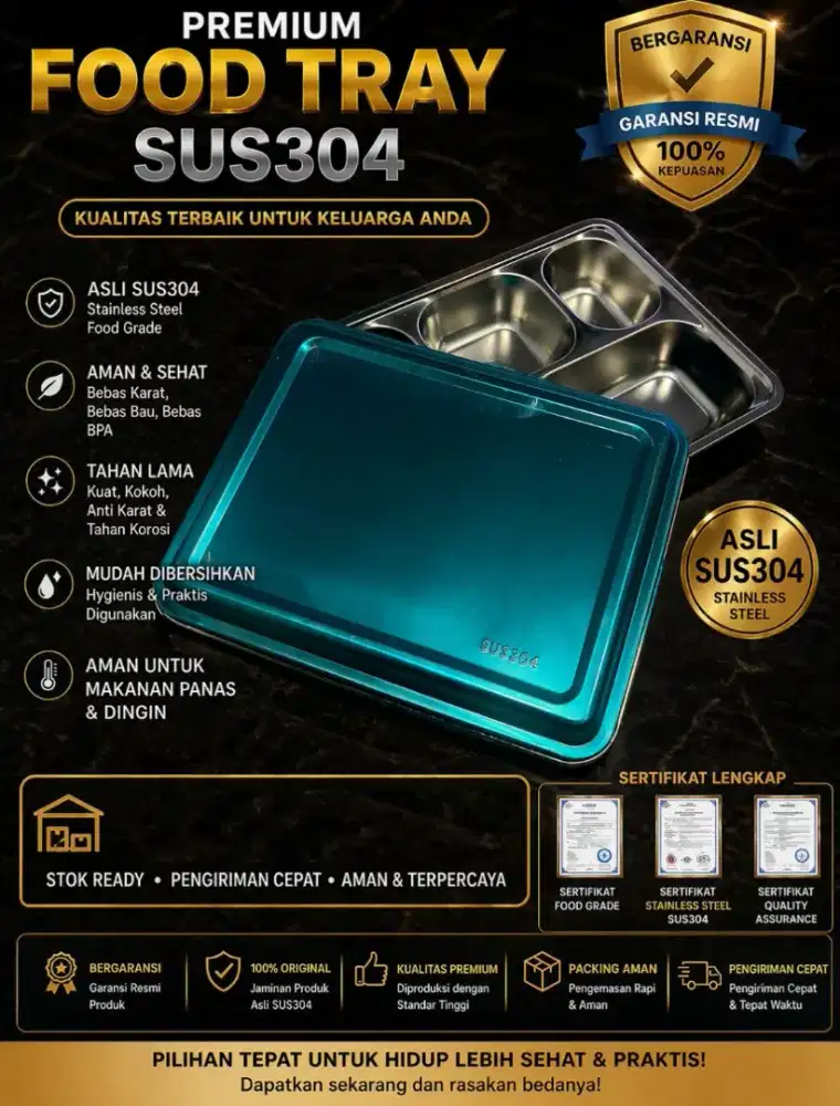 Foodtray MBG termurah SUS 304 gred A premium
