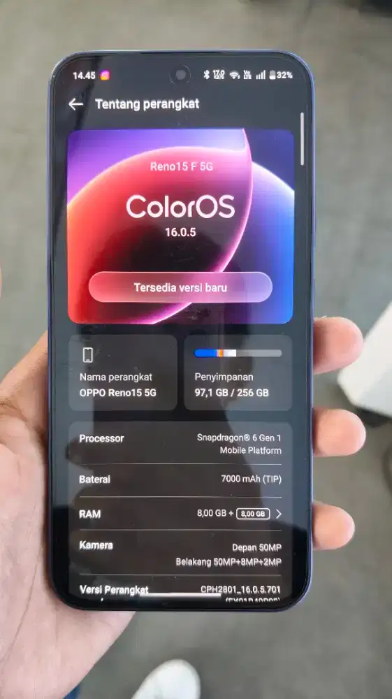 For Sale Oppo Reno 15F 8/258 GB Second like new