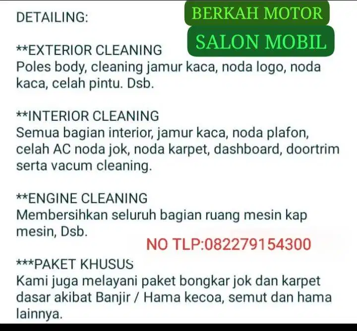 JASA SALON MOBIL DETAILING