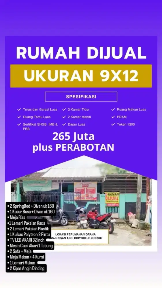 Dijual Rumah plus Perabotan CEPAT dan MURAH