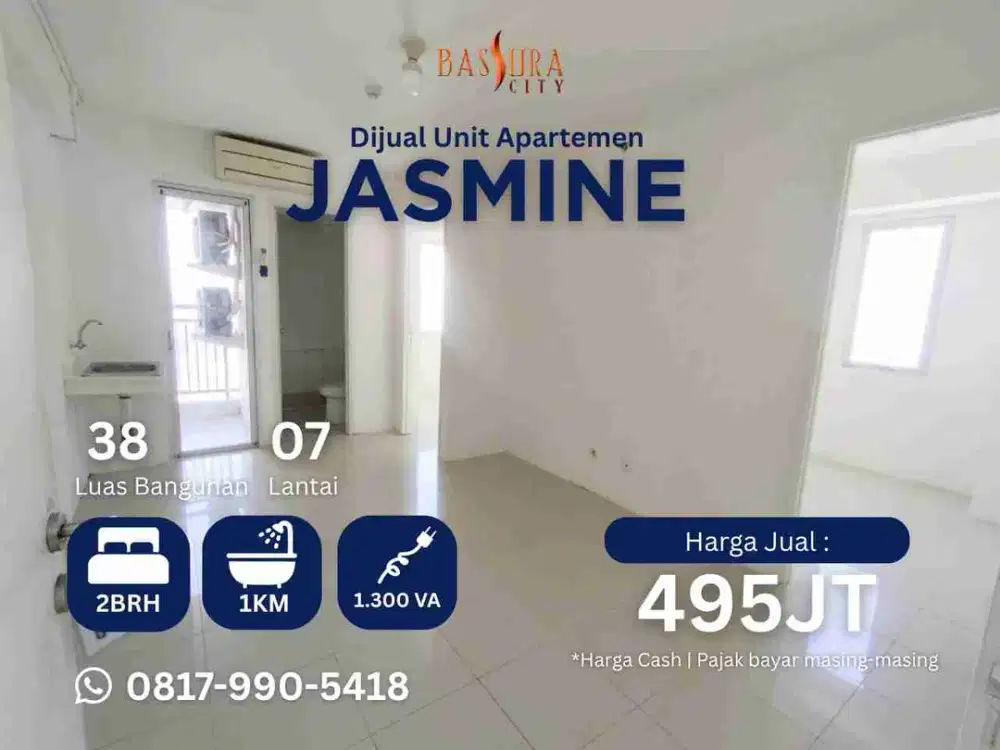 Jual 2BR hook SHM bisa KPA bank apartemen Bassura City tower Jasmine