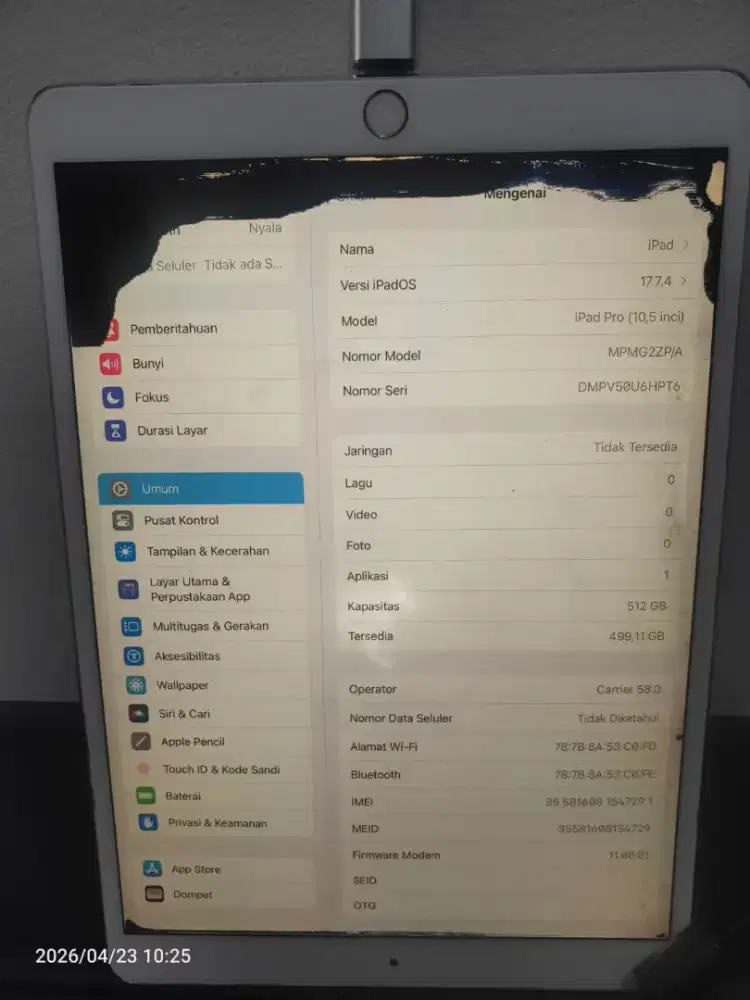 Ipad pro 10.5 Inc memori 512 GB