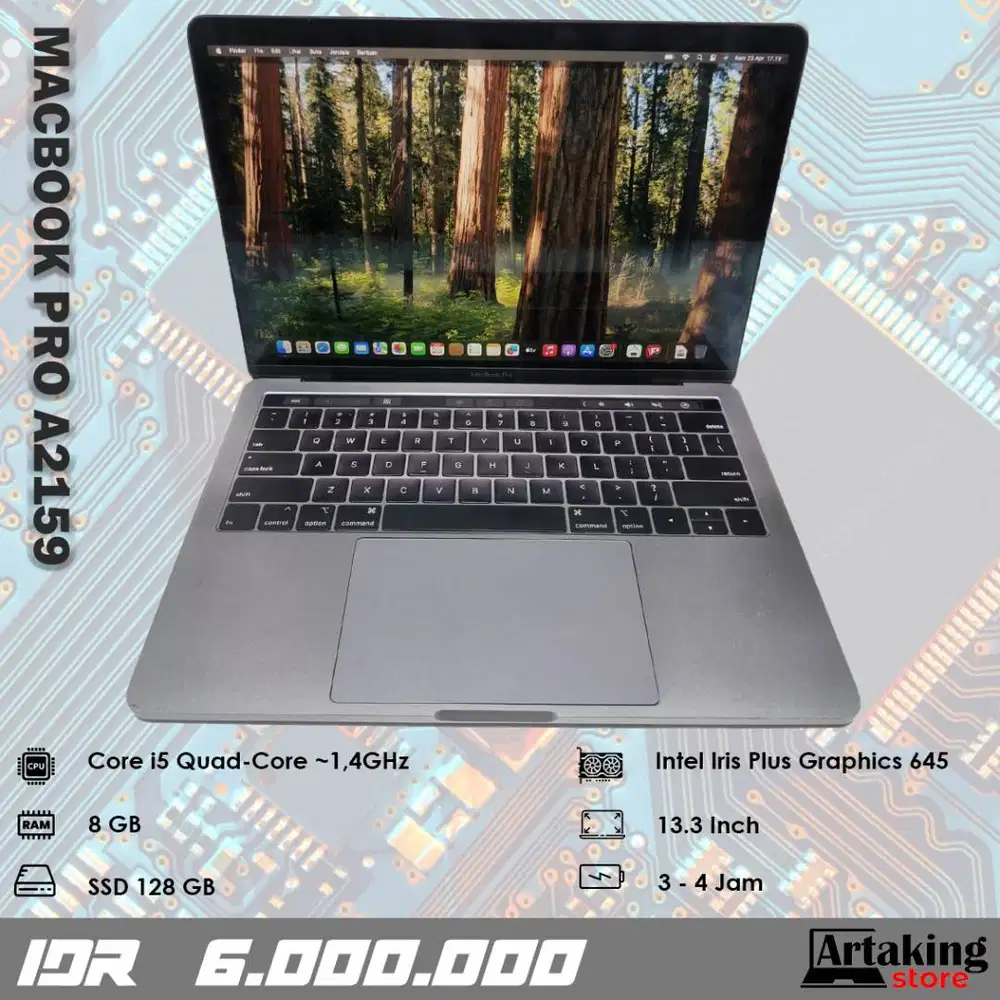 Macbook Pro A2159 (2019) - Core i5 - Ram 8 GB - Sudah SSD