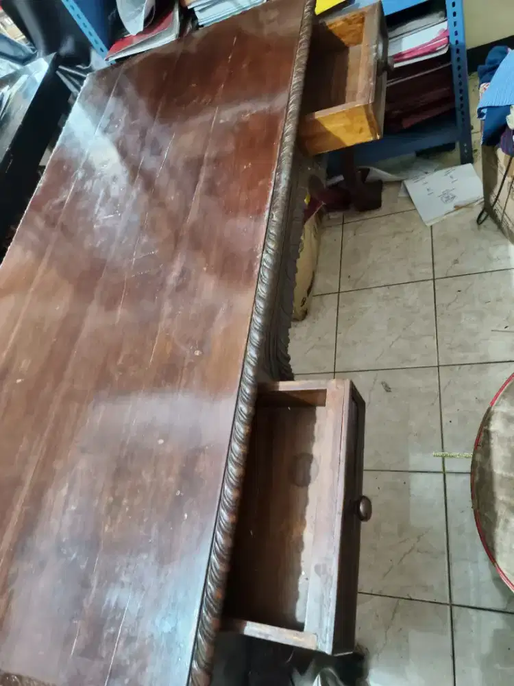 Meja Kayu Jati  ada ukiran + 2 laci