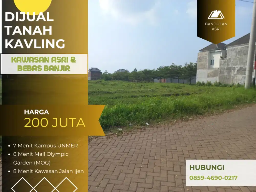 Untuk Dibangun Rumah Row Jalan 6 Meter Tanah Dijual 5 Menit Kampus UNIKAMA Malang