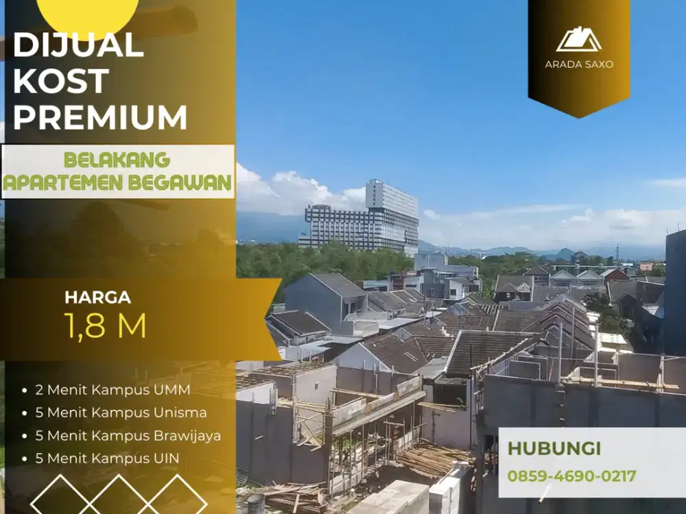 Cocok Dibangun Kos Kosan Sertifikat Pecah 5 Menit Kampus UMM Malang Jual Kost