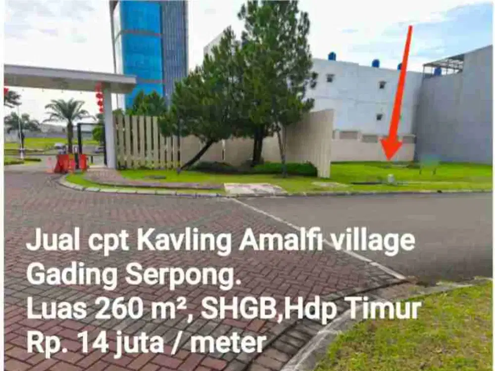 Dijual Kavling di Amalfi Village Boulevard Gading Serpong Hadap Timur