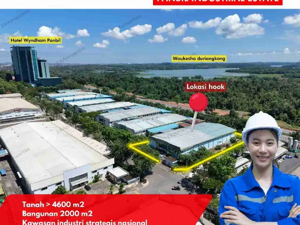 dijual Gudang pabrik manufaktur 2000 M2 tanah 4640 di kawasan industri Panbill terlengkap