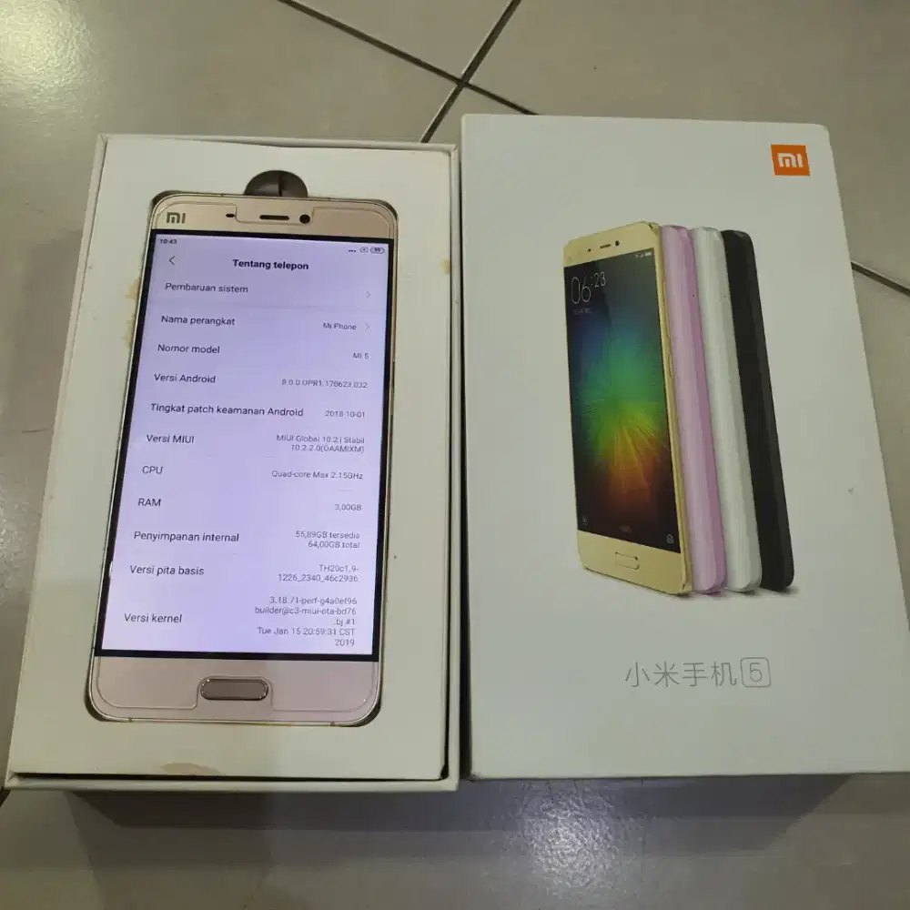 Xiaomi Mi 5 RAM 3/64 Gold Mulus Komplit