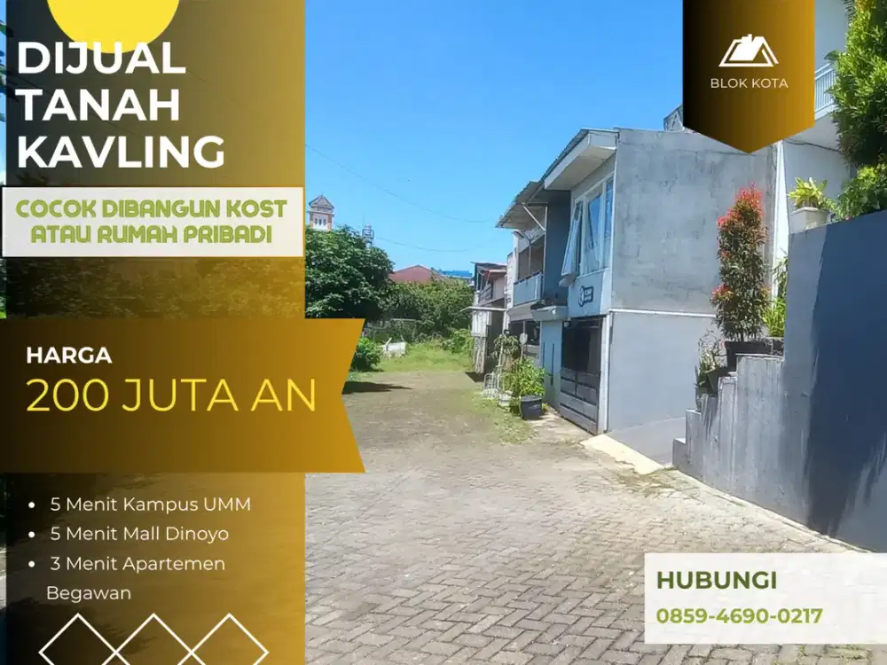 SHM 5 Menit Kampus Brawijaya Malang Cocok Bangun Kos Kosan Tanah Dijual