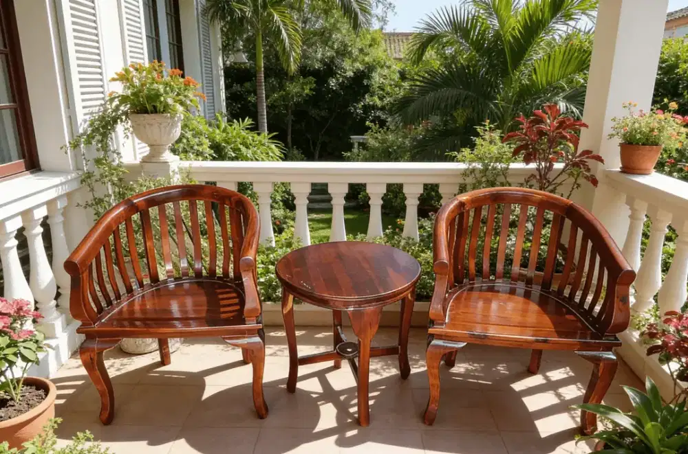 2 Kursi Lenong jati+ meja bulat