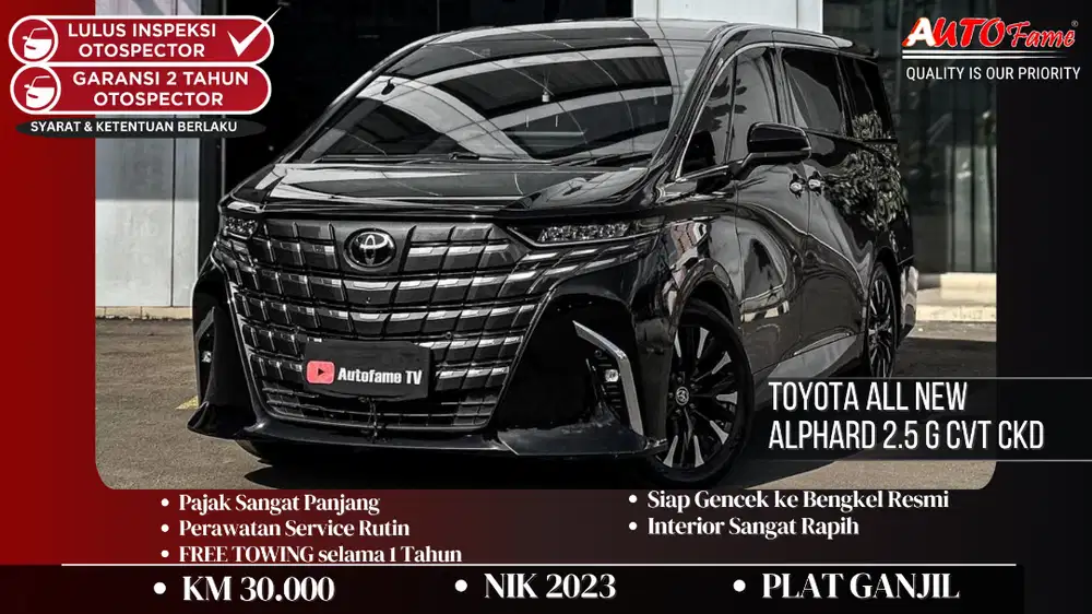 Toyota All New Alphard 2.5 G CVT CKD Pemk 2024 Black On Black NIK 2023