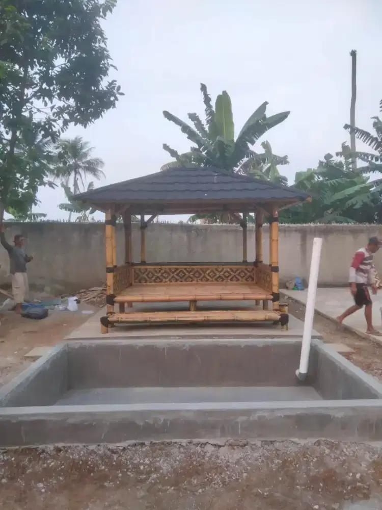 Gazebo Bambu Minimalis Kuat & Estetik Cocok Taman / Saung Santai