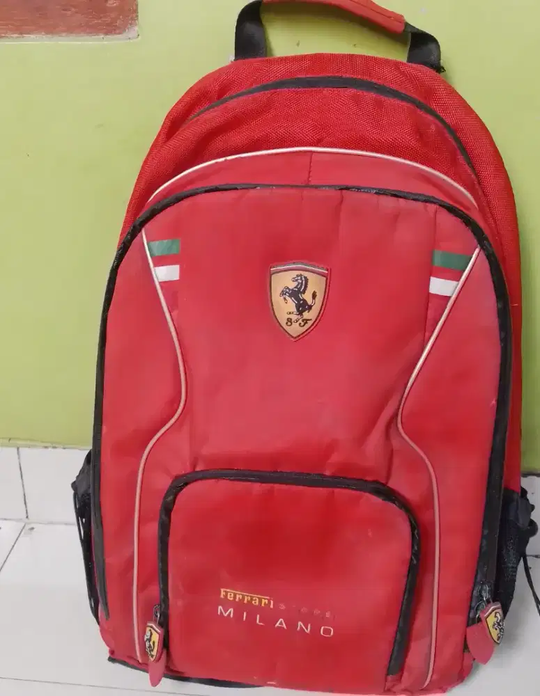 Tas Ransel Ferrari Store Milano Original Backpack Branded Merah Hitam