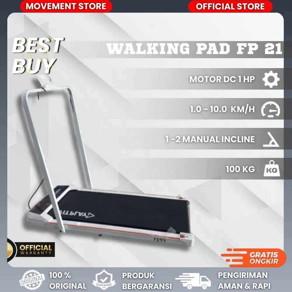 Treadmill Electrik FP 21 Alat Fitness Lari Walking Pad Rumahan