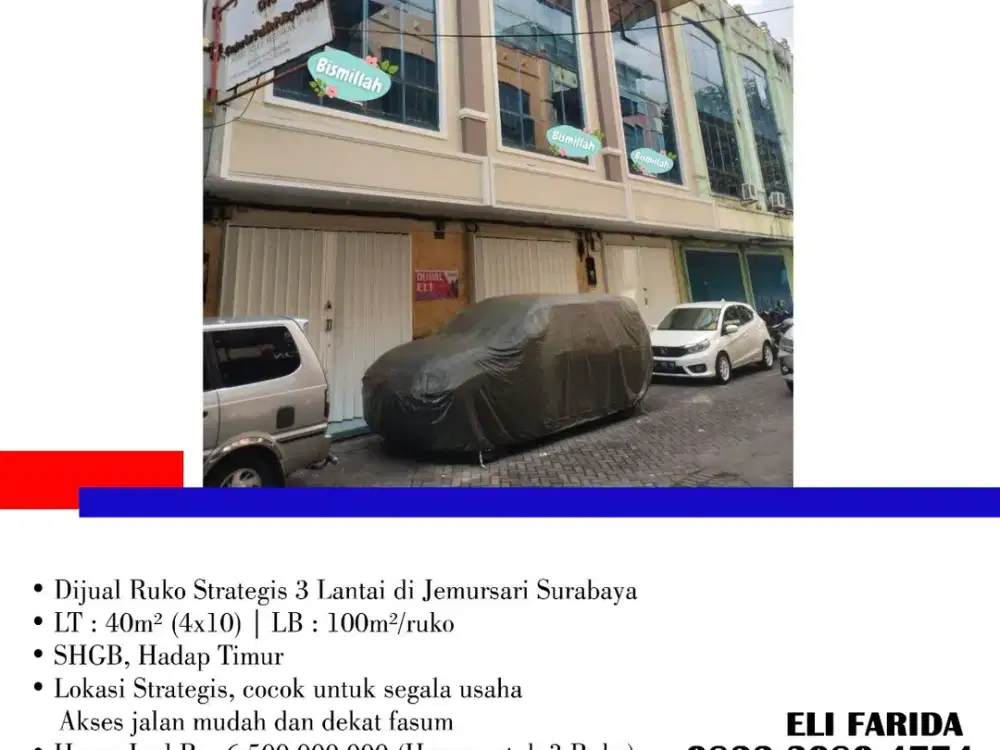 Dijual Ruko Strategis 3 Lantai di Jemursari Surabaya