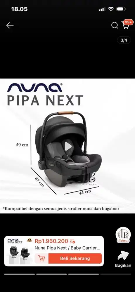 Jual ayunan bayi elektrik dan car seat new born merk nuna