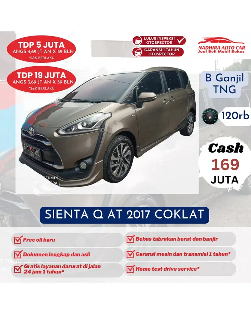 DP 5 Juta Sienta Q AT 2017 Coklat