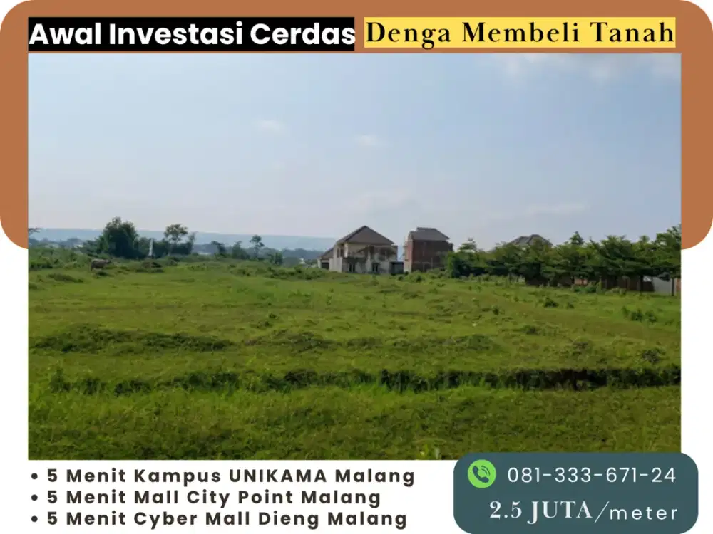 Jual Kavling 5 Menit Cyber Mall Dieng Malang SHM On Hand