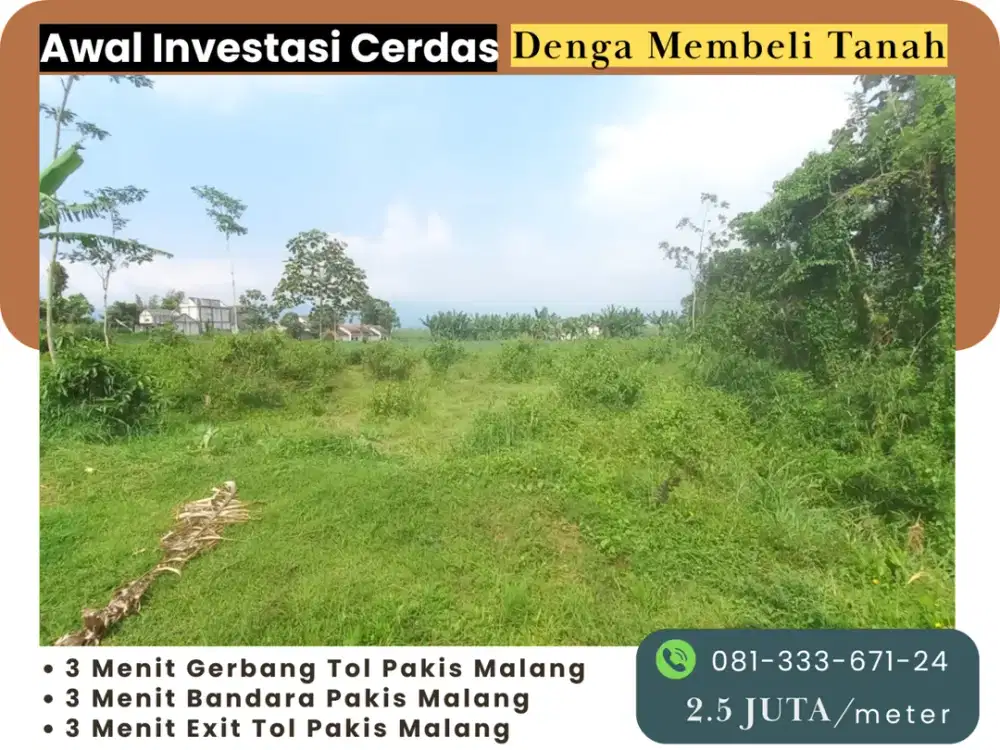 Sertifikat Split Jual Tanah Kavling 3 Menit Exit Tol Pakis Malang