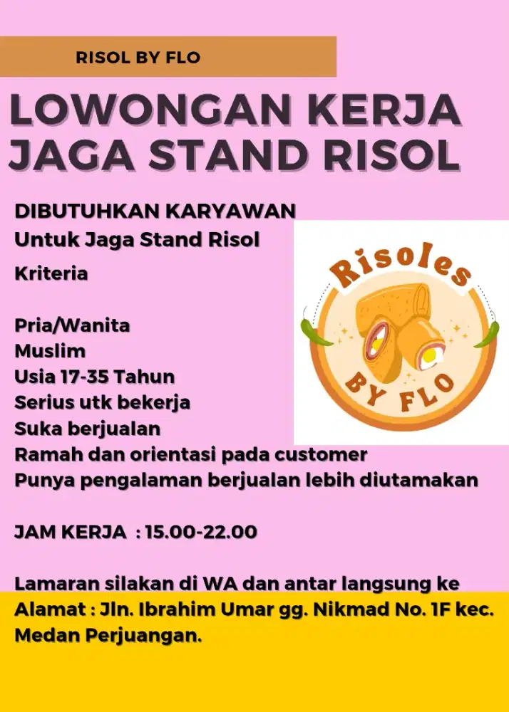 Lowongan Kerja Jaga Stand Risol