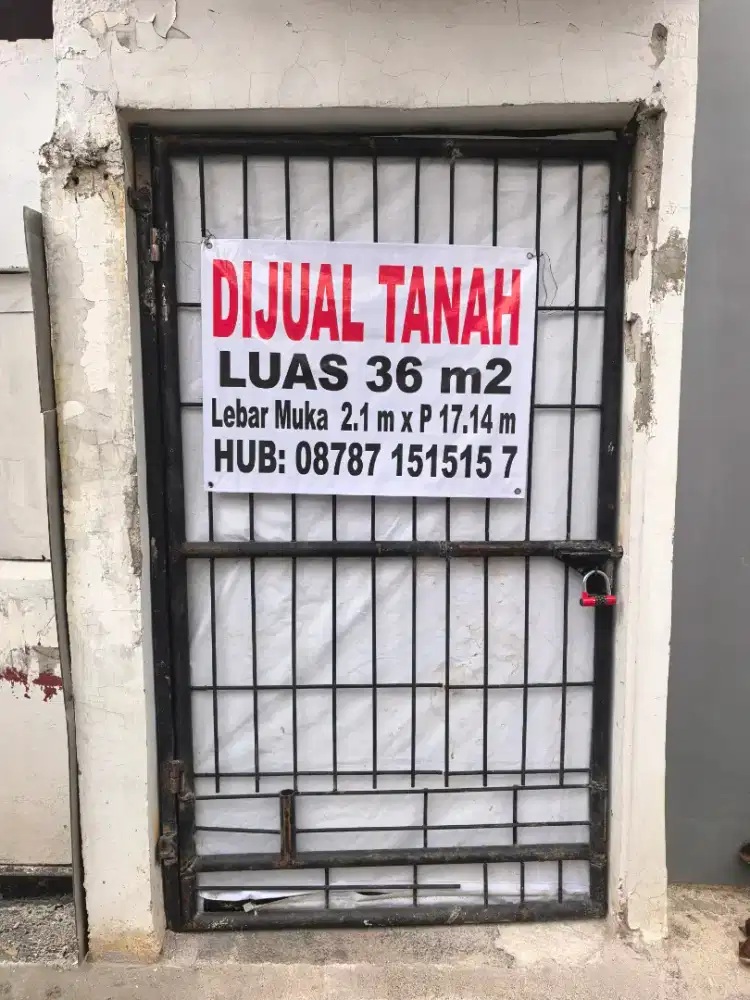 Dijual Murah Tanah 36m2 Lebar muka 2.10m & P 17.10m Batupandan Condet