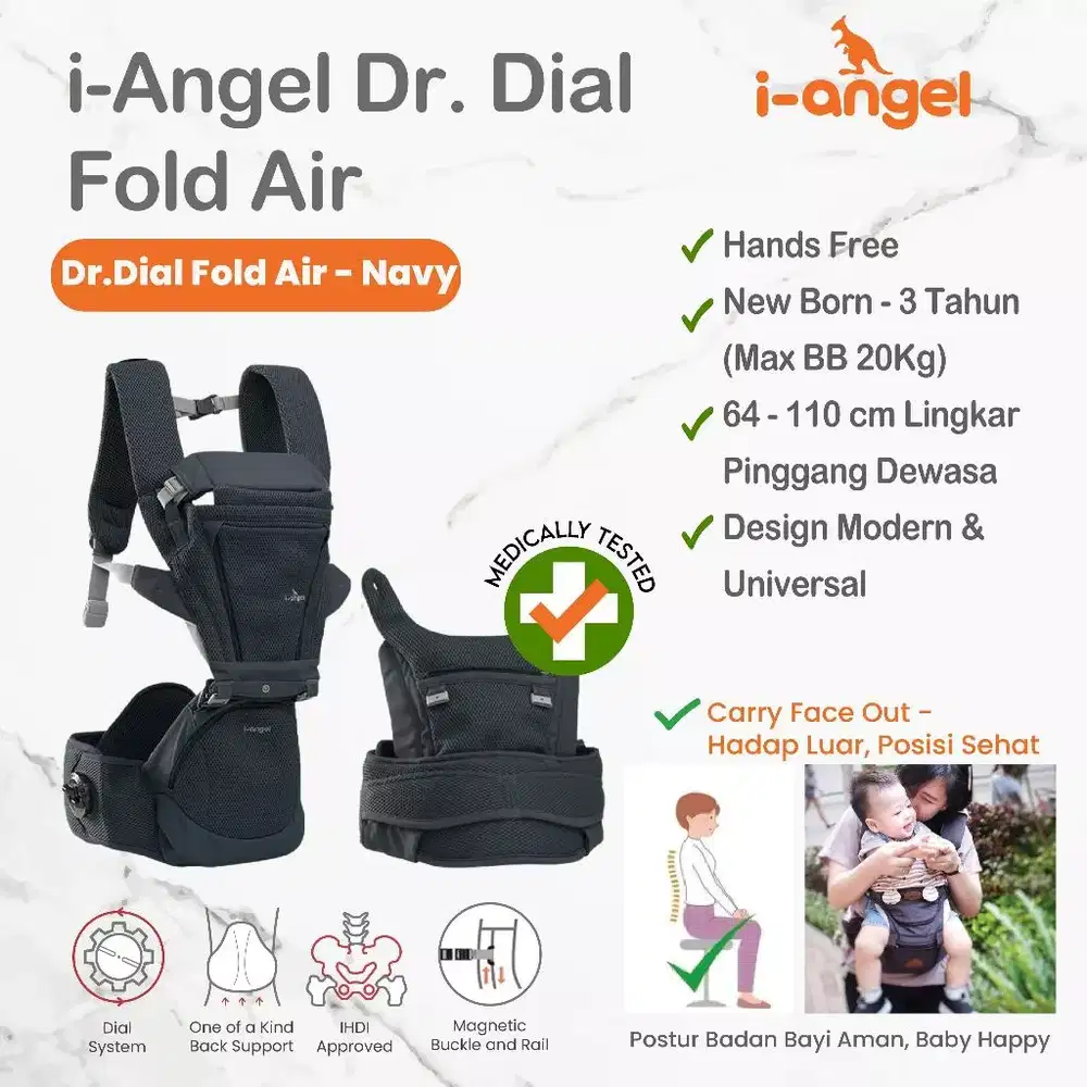 i-Angel Dr Dial Fold Air - Stronger, Lighter Comfort - M-Shape