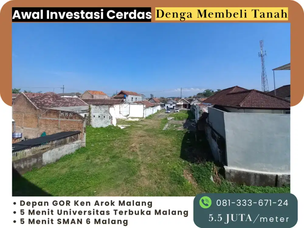 5 Menit SMAN 6 Malang Jual Tanah Kavling Sertifikat
