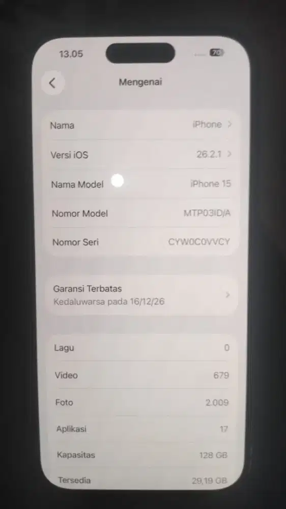 IP 15 128 GB GARANSI ON | IPHONE 15 BASIC 128GB