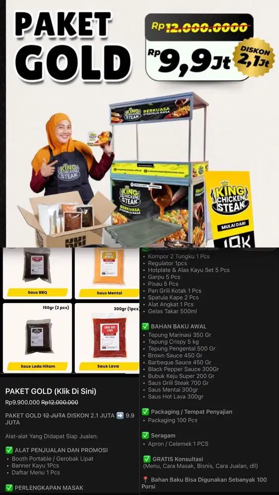 PAKET SIAP JUALAN FRANCHISE KING CHICKEN STEAK