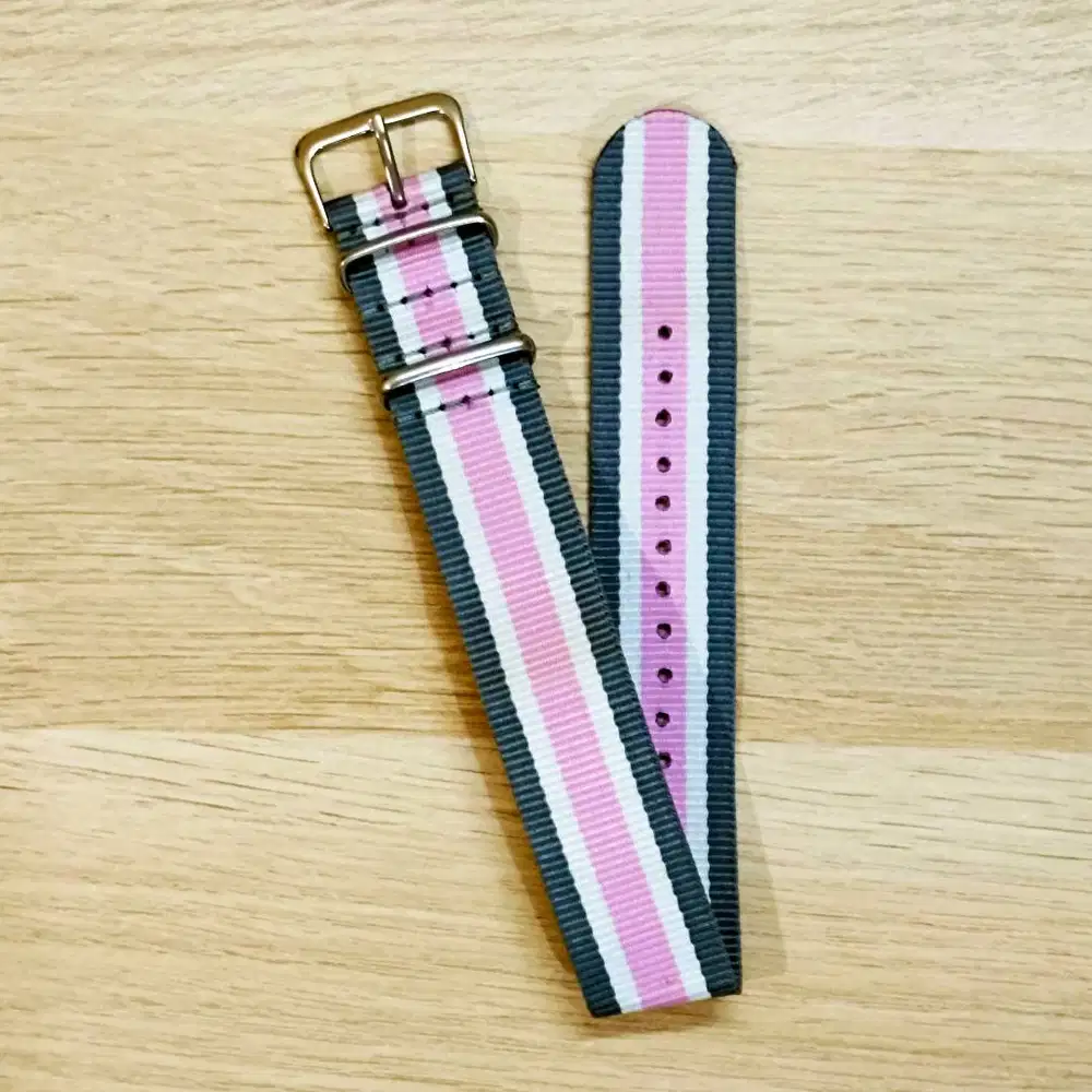 Nato Strap Tali Jam Solo Nato Nilon Kanvas Grey White Pink