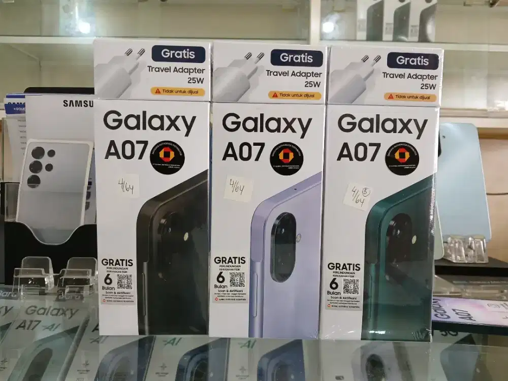 Samsung galaxy A07 4+4/64GB, HellioG99,50MP,Baru segel Garansi resmi.