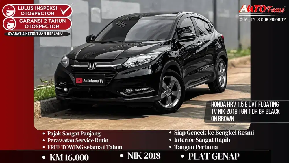 Honda HRV 1.5 E CVT Floating TV NIK 2018 Tgn 1 Dr Br Black On Brown