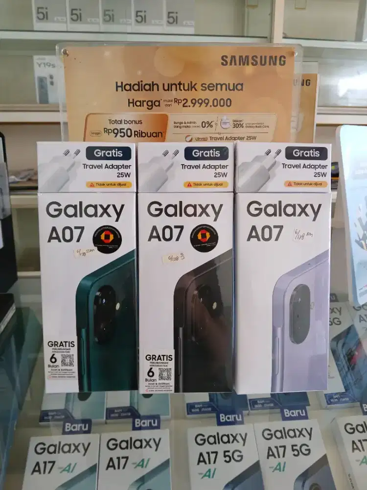 Samsung galaxy A07 6+6/128GB,HellioG99,50MP, Baru segel Garansi resmi.