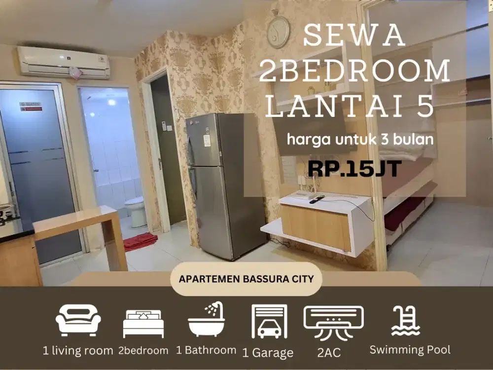 sewa 2kamar lantai 5 full furnish apartemen bassura city