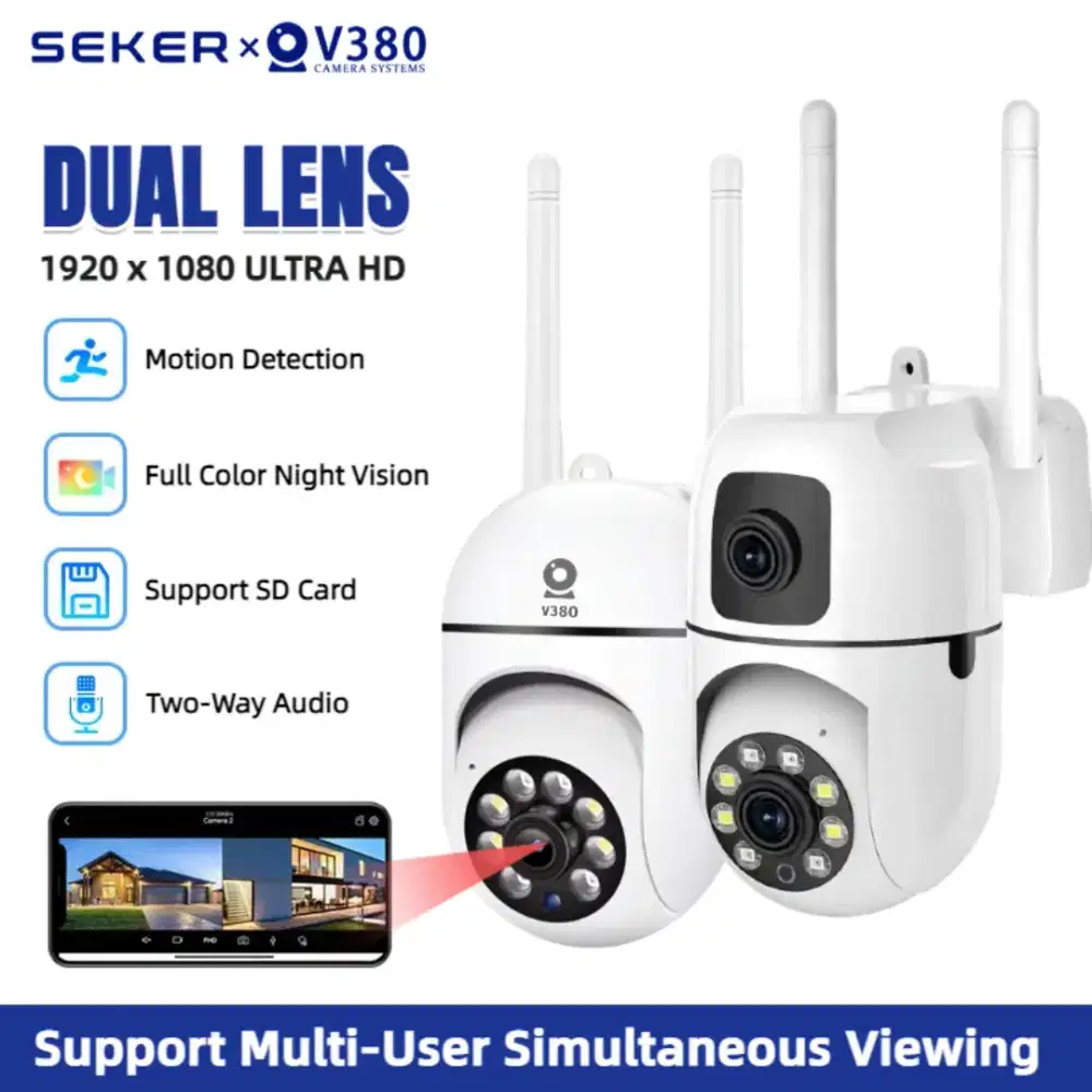 Cctv dual lensa v380 jernih uhd