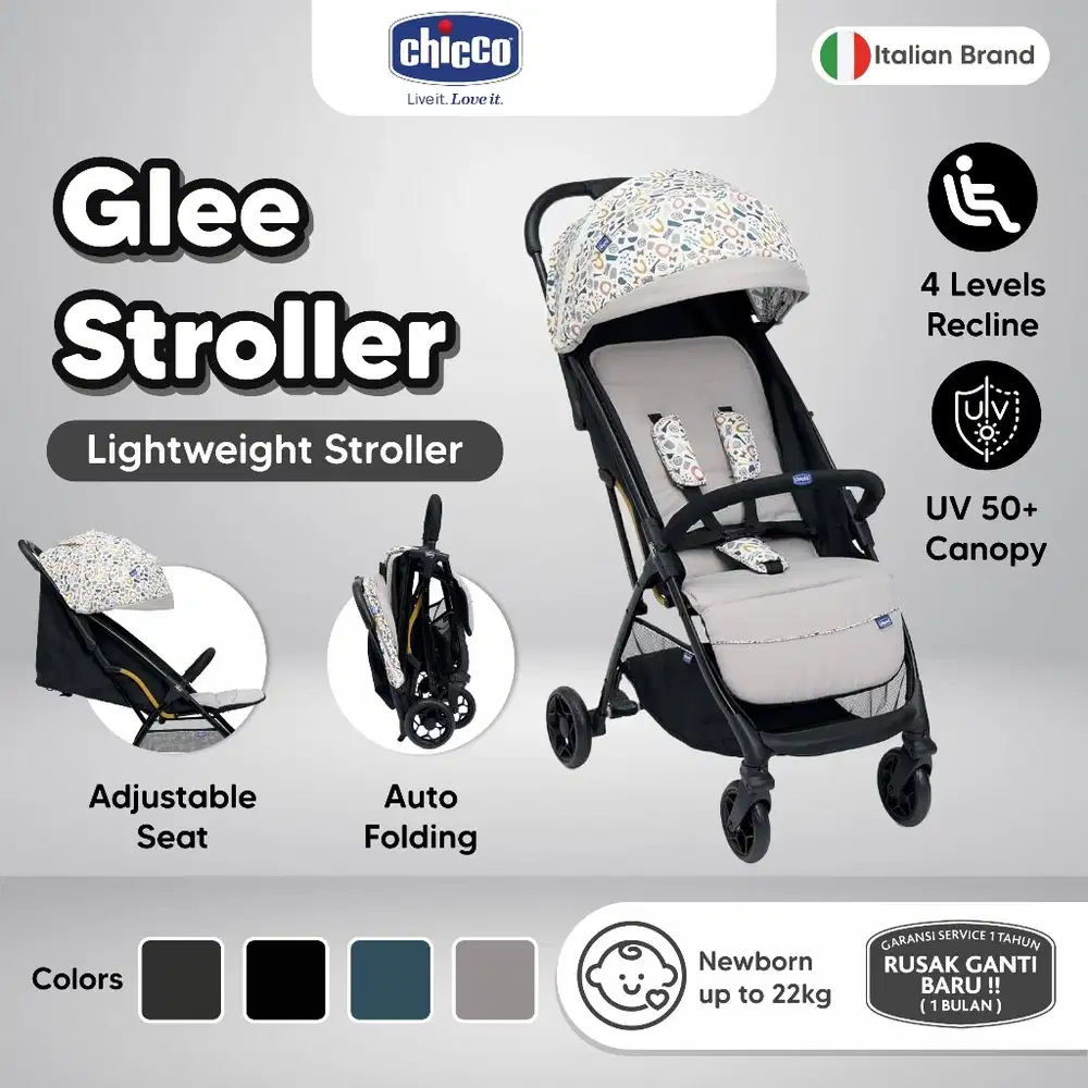 CHICCO Stroller GLEE Uneven Black / Ultralight Stroller