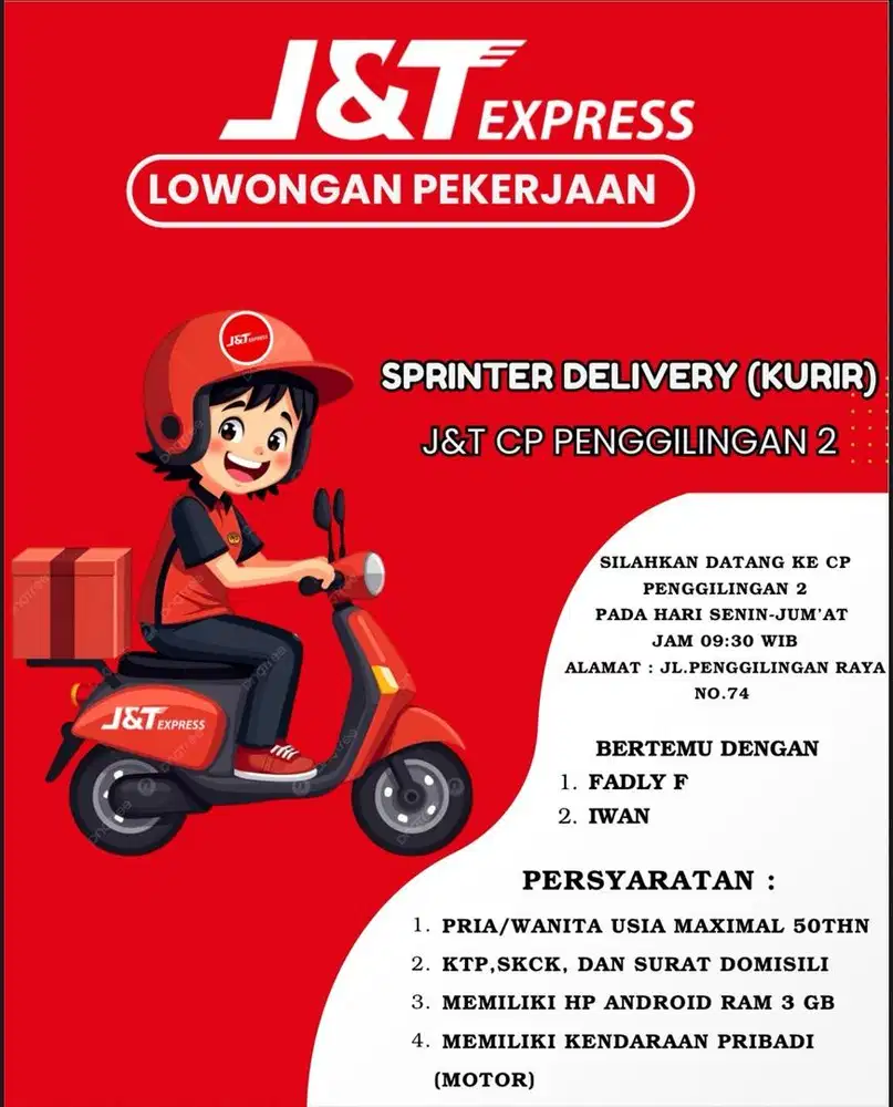 Lowongan kurir delivery jnt