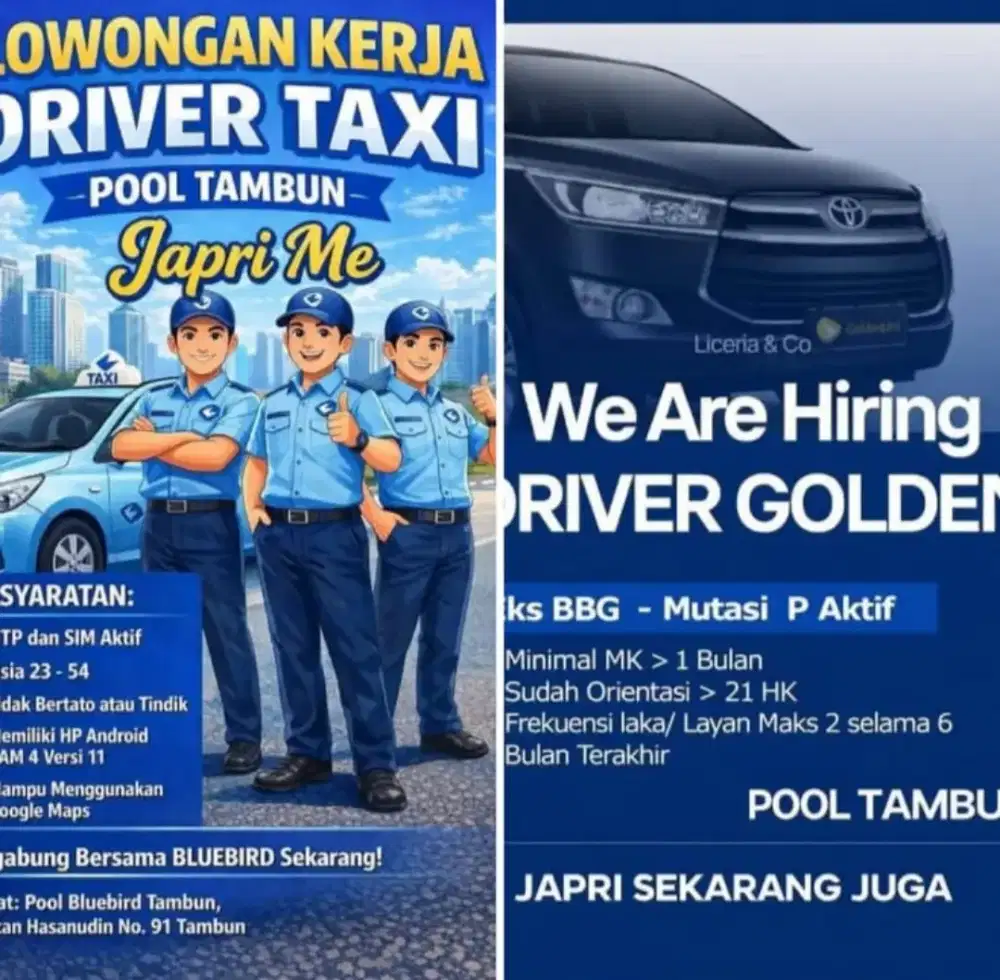 Lowongan kerja supir, pengemudi dan driver